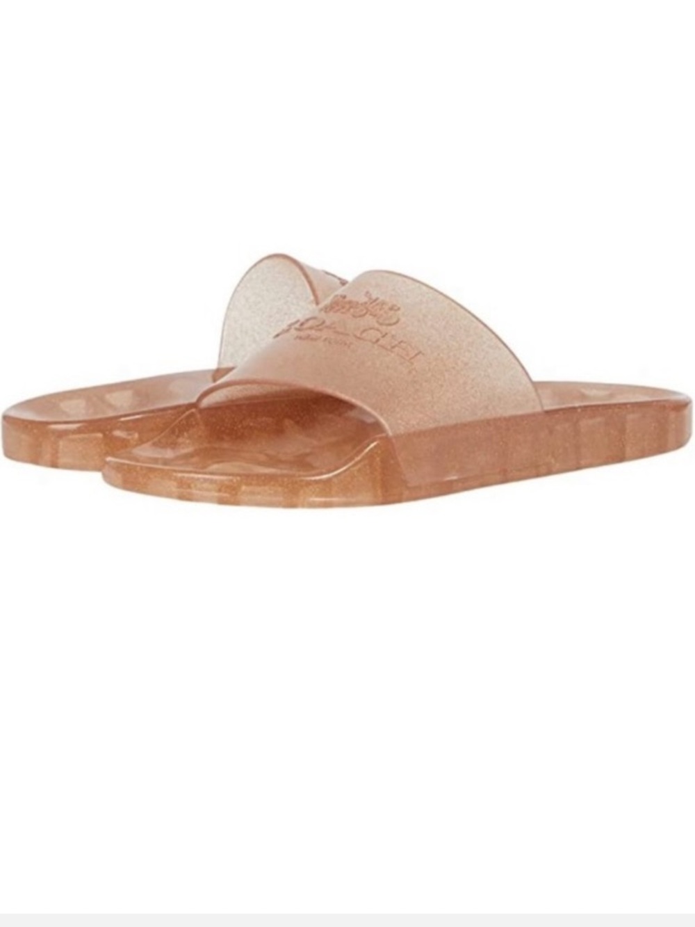 Coach Ulyssa Rubber Slides Champagne Glitter 8